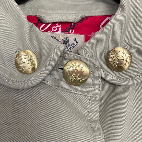 Juicy Couture Khaki Gold Button Trench Coat size medium - Picture 3 of 6